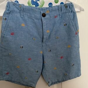 Janie and Jack Light Blue Embroidered Ocean Shorts